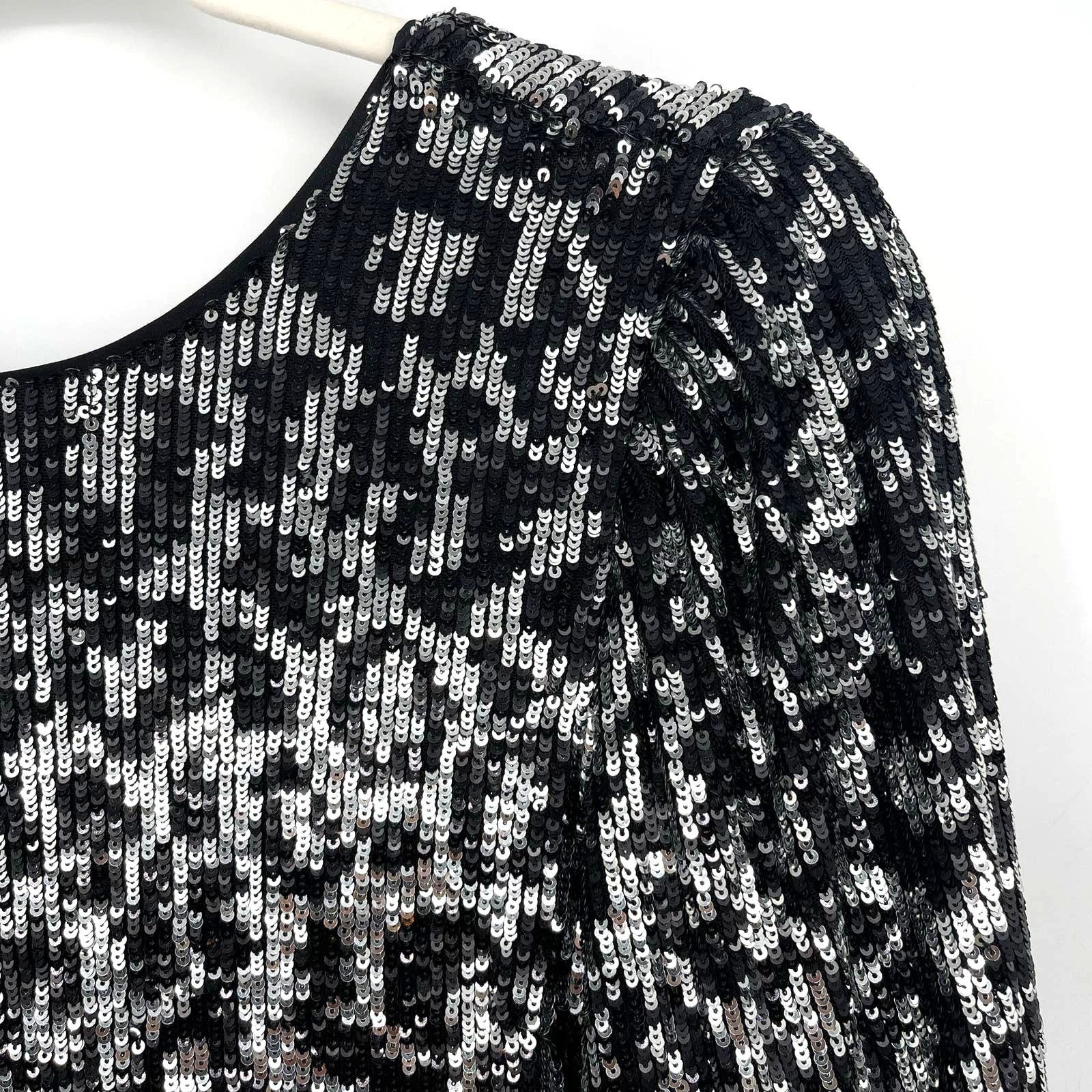 Saylor Saylor Sequin Black White Mini Dress Size XS Size XS / US 0-2 / IT 36-38 - 5 Thumbnail