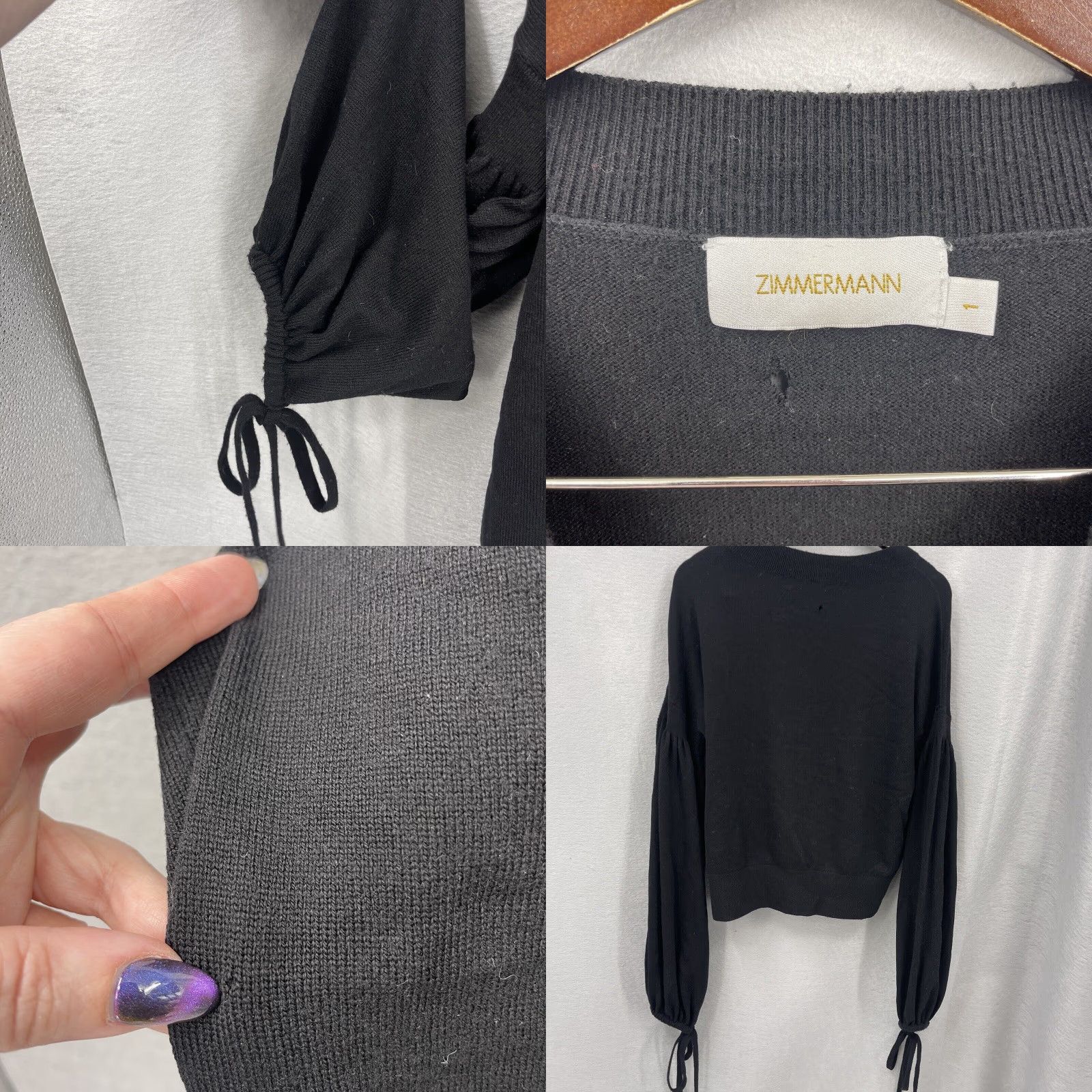 Zimmermann Zimmermann Sweater Women S Black Puff Sleeve V-Neck Cashmere Wool Knit - Classic Fit, All Seasons, 1 Small Size US Ladies Mens no, Womens Size S / US 4 / IT 40 - 8 Thumbnail