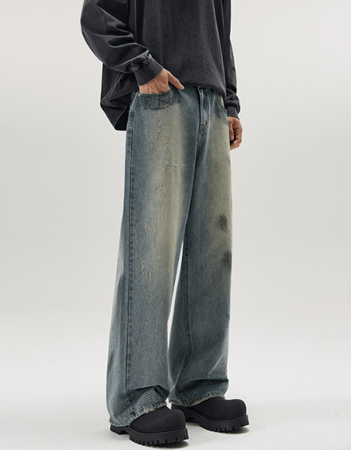 Japanese Brand × Jean American straight dirty dyed graffiti dirtyfit loose jeans Size US 32 / EU 48 - 6 Thumbnail