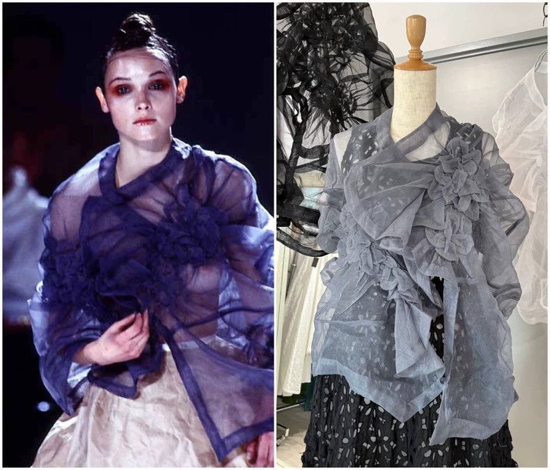 Comme des Garcons COMME des GARCONS Gray Floral Design Top - dmc Size US M / EU 48-50 / 2 - 1 Thumbnail