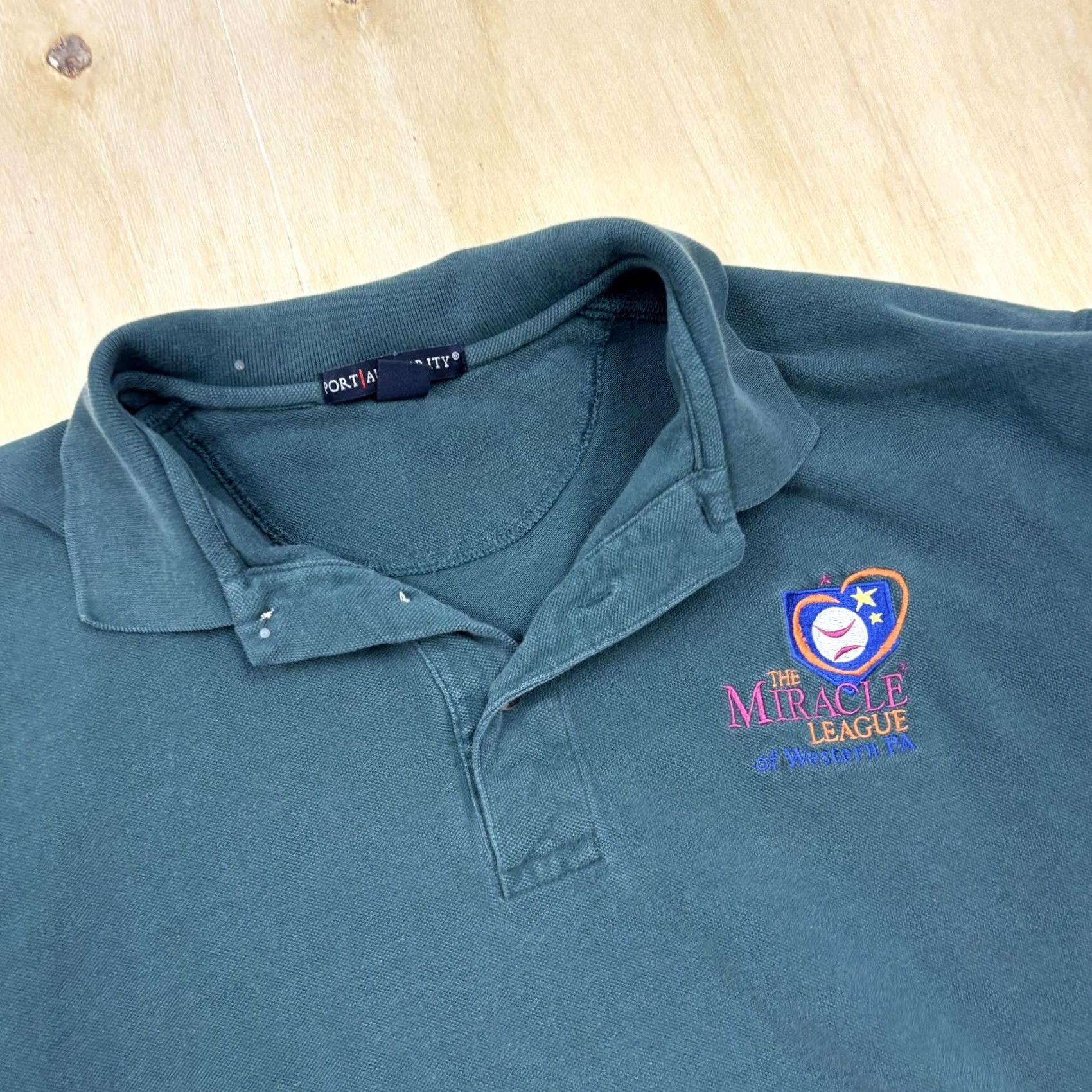 Port Authority Vintage Port Authority Miracle League Polo Shirt Mens 2XL Green Cotton Baseball Logo Shirt Mens 2XL Green Baseball Logo Size US XXL / EU 58 / 5 - 2 Thumbnail