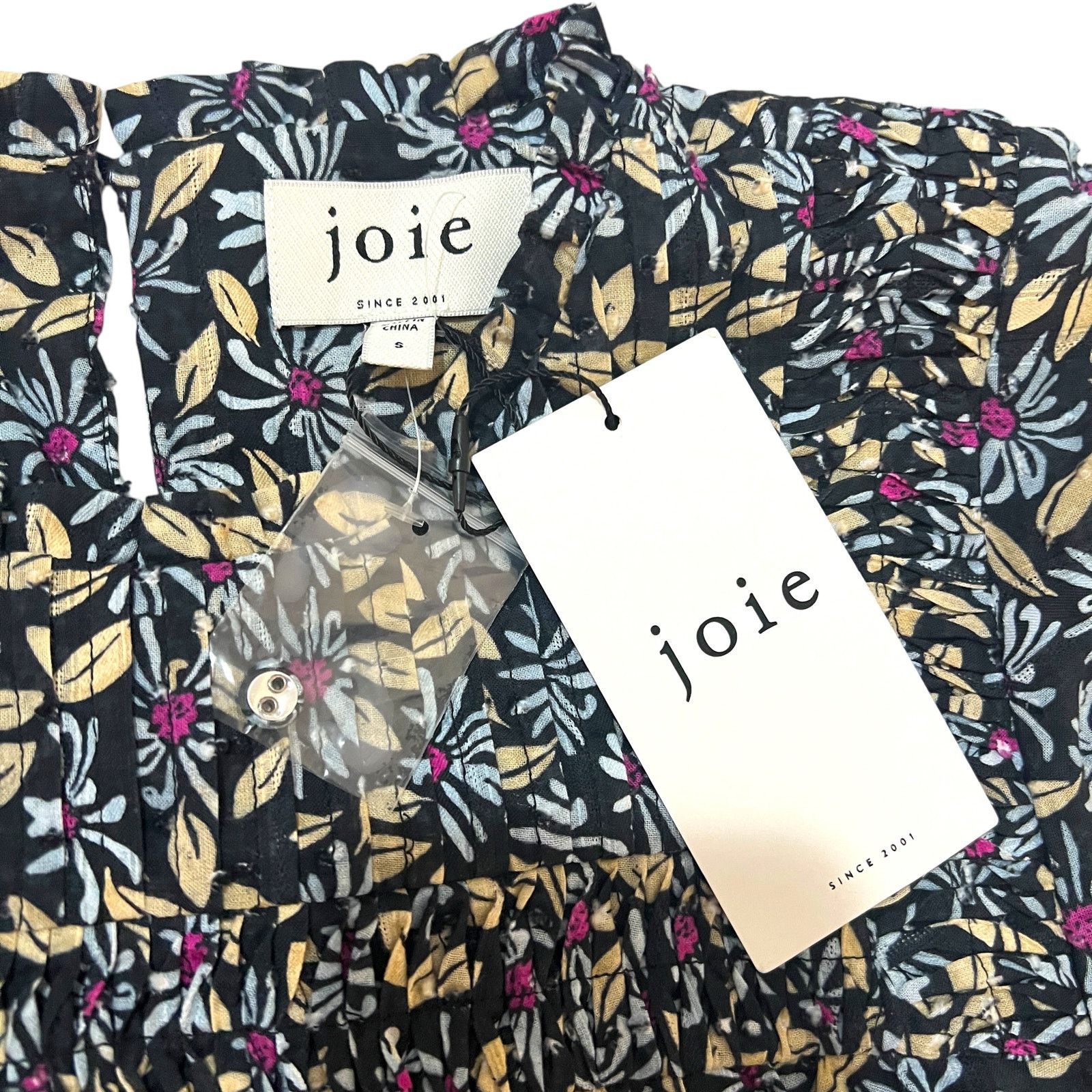 Joie Isa Reut Ruffled Embroidery Dot Smocked Floral Blouse Size S / US 4 / IT 40 - 12 Thumbnail