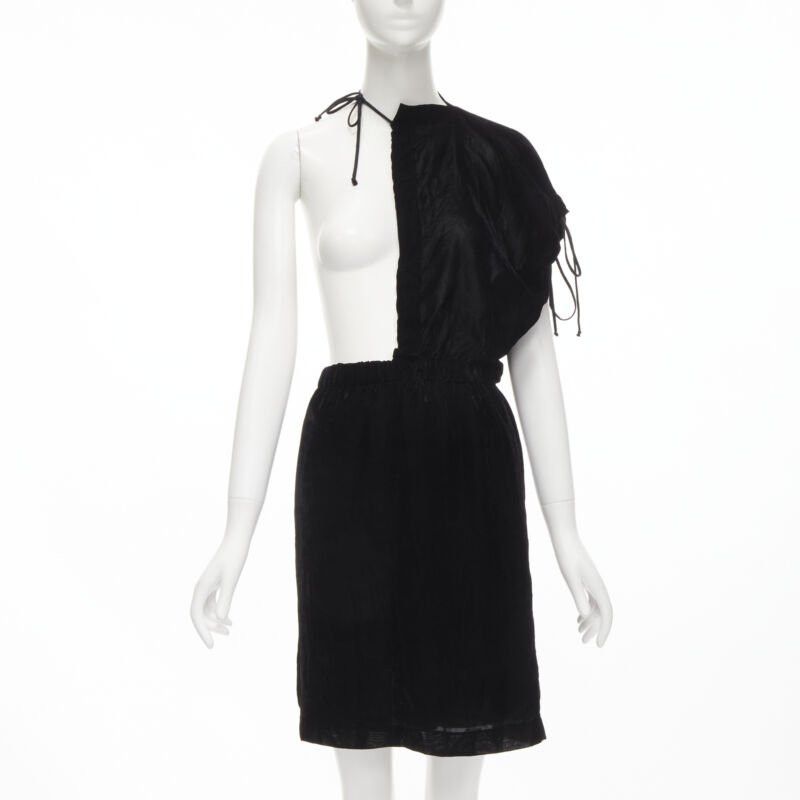 Comme des Garcons vintage COMME DES GARCONS 1990 black velvet drawstring sash knee length skirt M Size 28" / US 6 / IT 42 - 1 Thumbnail