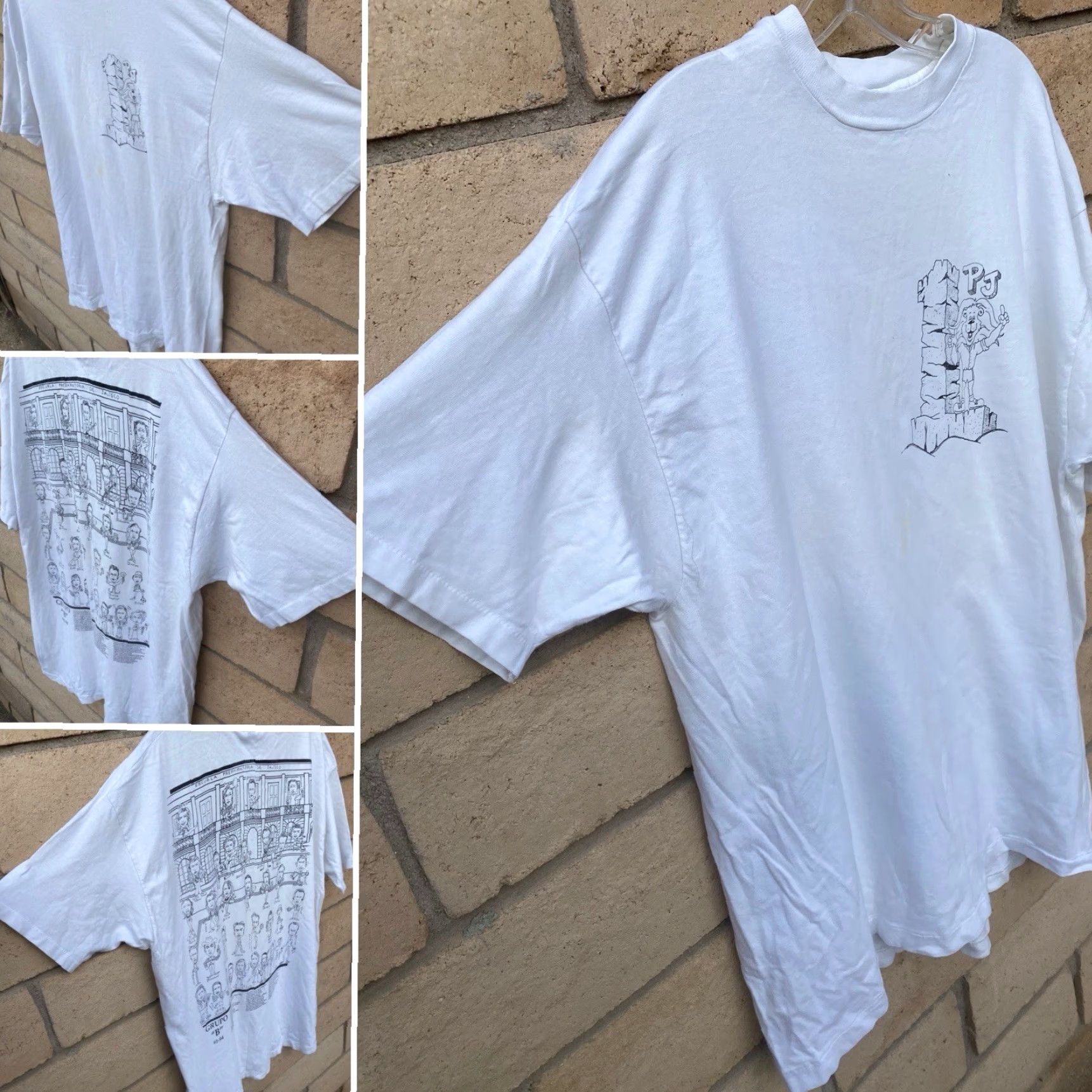 Hanes Vintage Hanes Beefy-T T-Shirt Escuela Preparatoria de Jalisco Grupo B 91-94 XL White 90s School Mens Size US XL / EU 56 / 4 - 2 Thumbnail