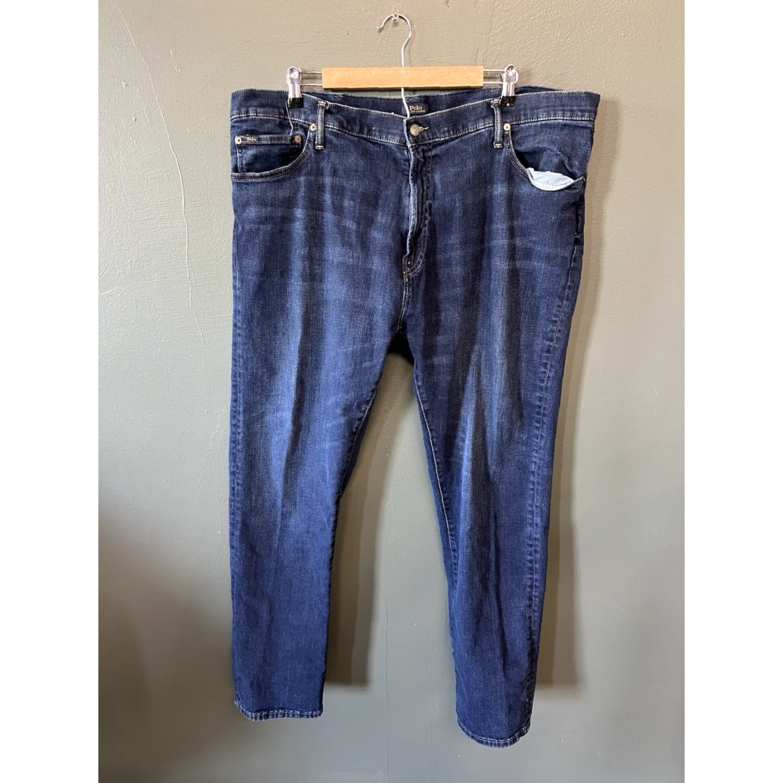 Polo Ralph Lauren Polo Ralph Lauren Jeans Mens 44x34 Blue Hampton Relaxed Straight Mid Rise Denim Size US XXL / EU 58 / 5 - 2 Thumbnail
