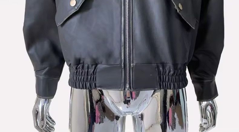 Leather Washed PU Leather Y2k Retro Style Zipper Jacket Size US L / EU 52-54 / 3 - 7 Thumbnail