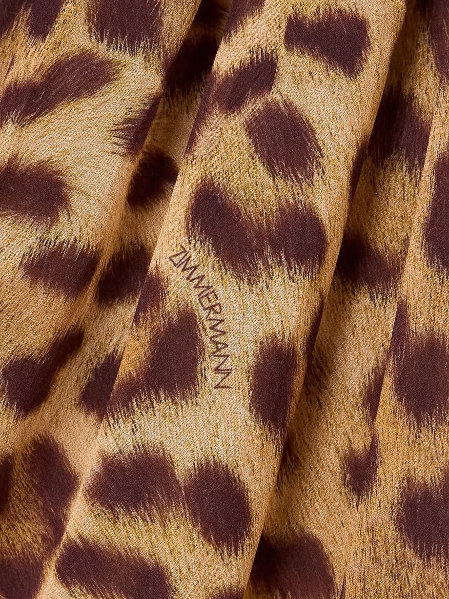 Zimmermann oc11z0925 Crush Tie Neck Midi Dress in Leopard Size M / US 6-8 / IT 42-44 - 4 Thumbnail