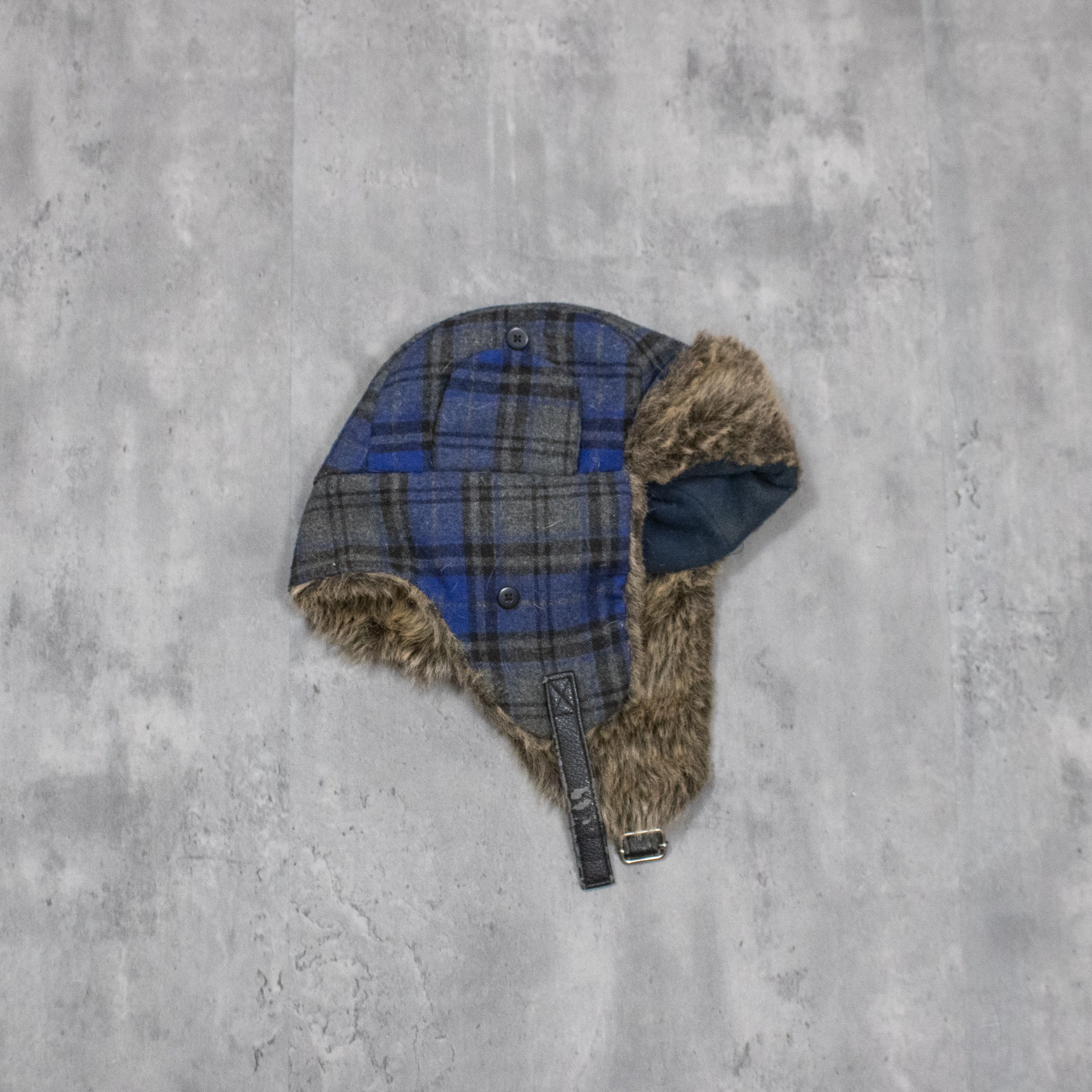 Japanese Brand Vintage VTG Y2K 2000's 00's Plaid Fur Ushanka Hat Size ONE SIZE - 1 Thumbnail