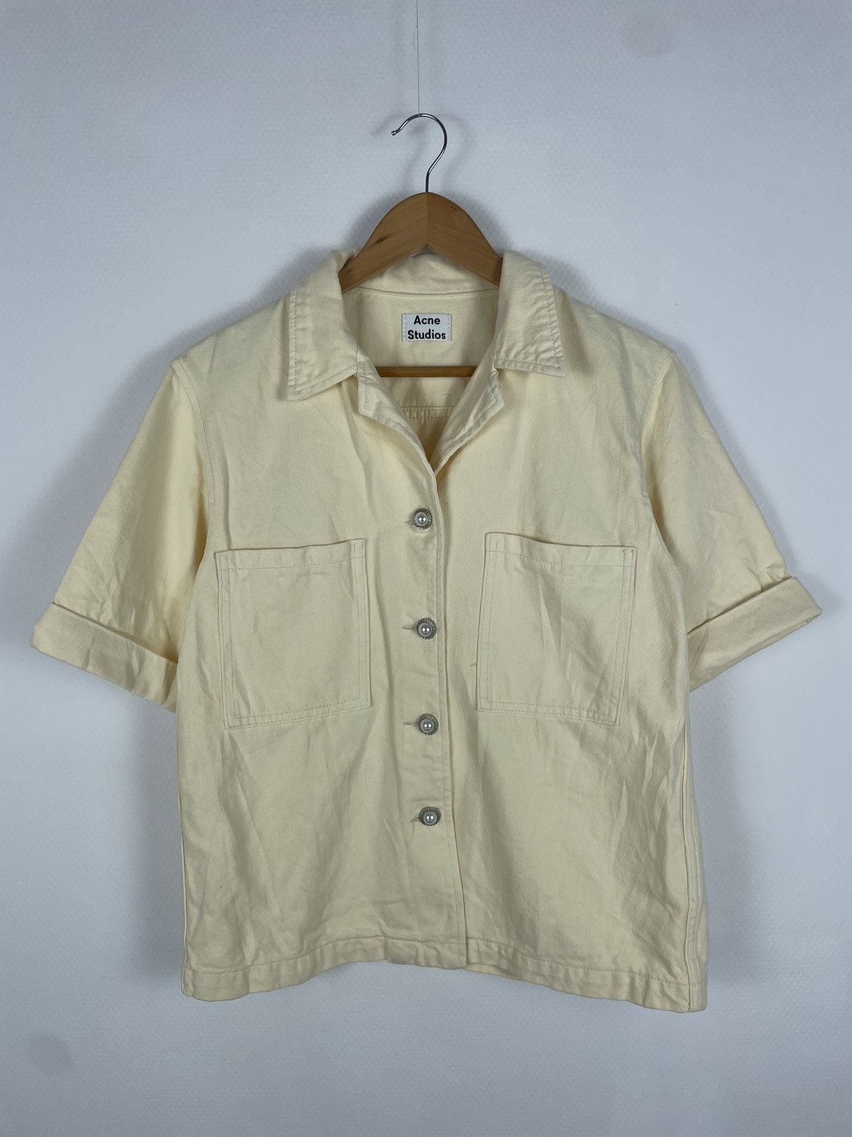 Acne Studios Rare Embroidered Smiley Face Big Logo Short Sleeve Denim Jeans Jacket Coat Bomber Size L / US 10 / IT 46 - 3 Thumbnail