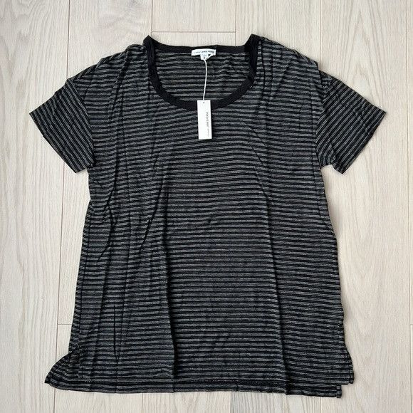 James Perse JAMES PERSE Split Hem STRIPED TEE Black Grey Size XS / US 0-2 / IT 36-38 - 2 Thumbnail