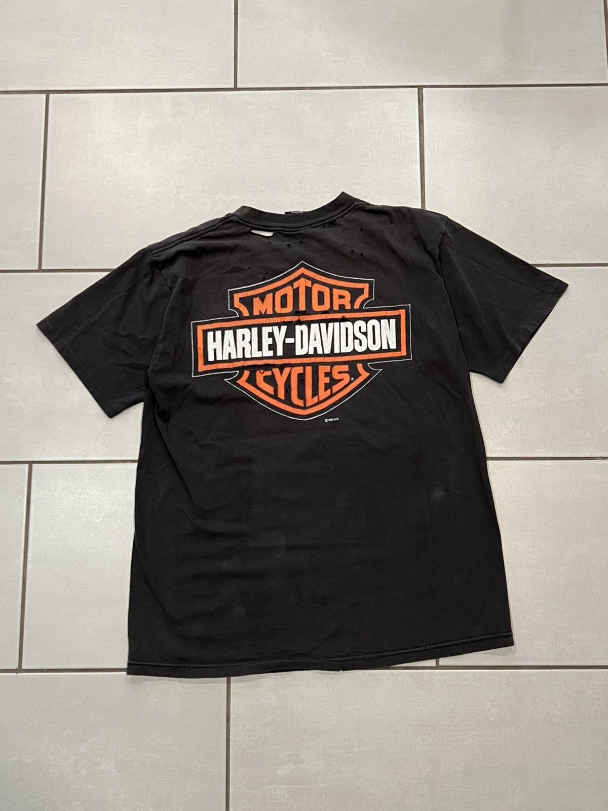 Harley Davidson 90s Faded Thrashed Harley Davidson Hottest Sound Flame Shirt Size US L / EU 52-54 / 3 - 4 Thumbnail
