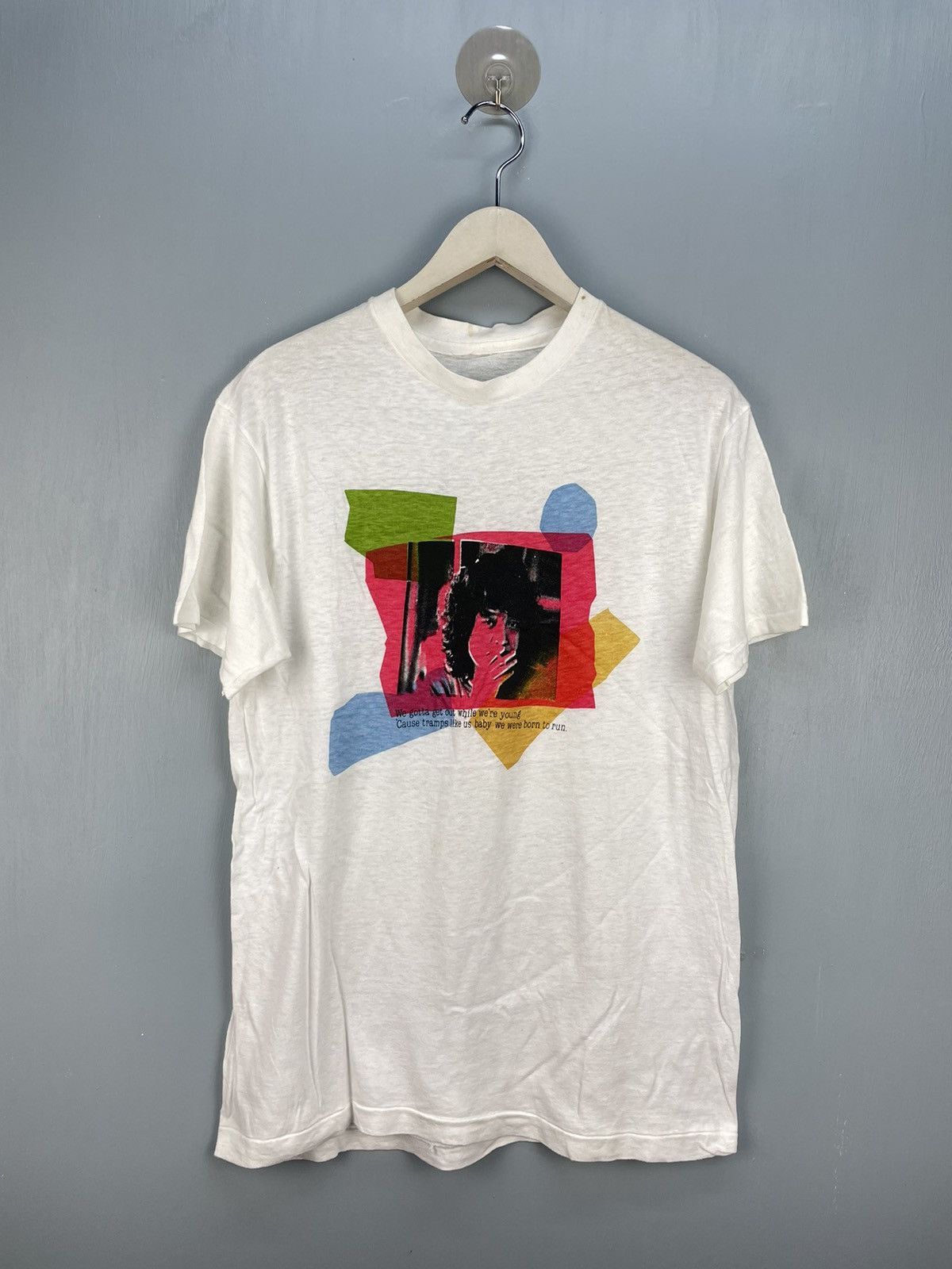 image of Band Tees x Vintage 70's Bruce Springsteen Born To Run Promo T Shirt in White, Men's (Size Large)