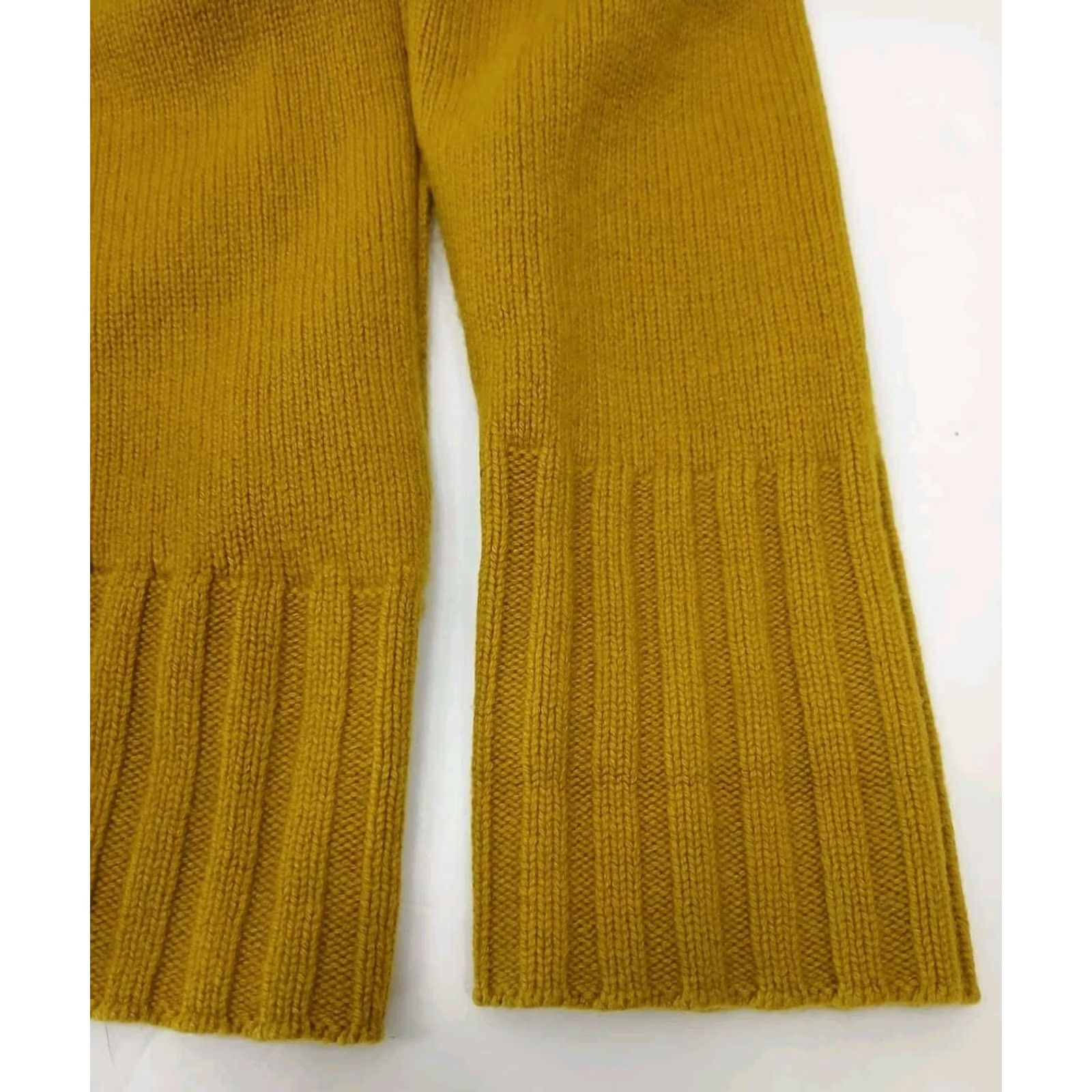 Allsaints Sweater Womens Xs Mustard Cashmere Crewneck Tight Knit Pullover Italian Yarn in Orange, Women's — image 4 of 6