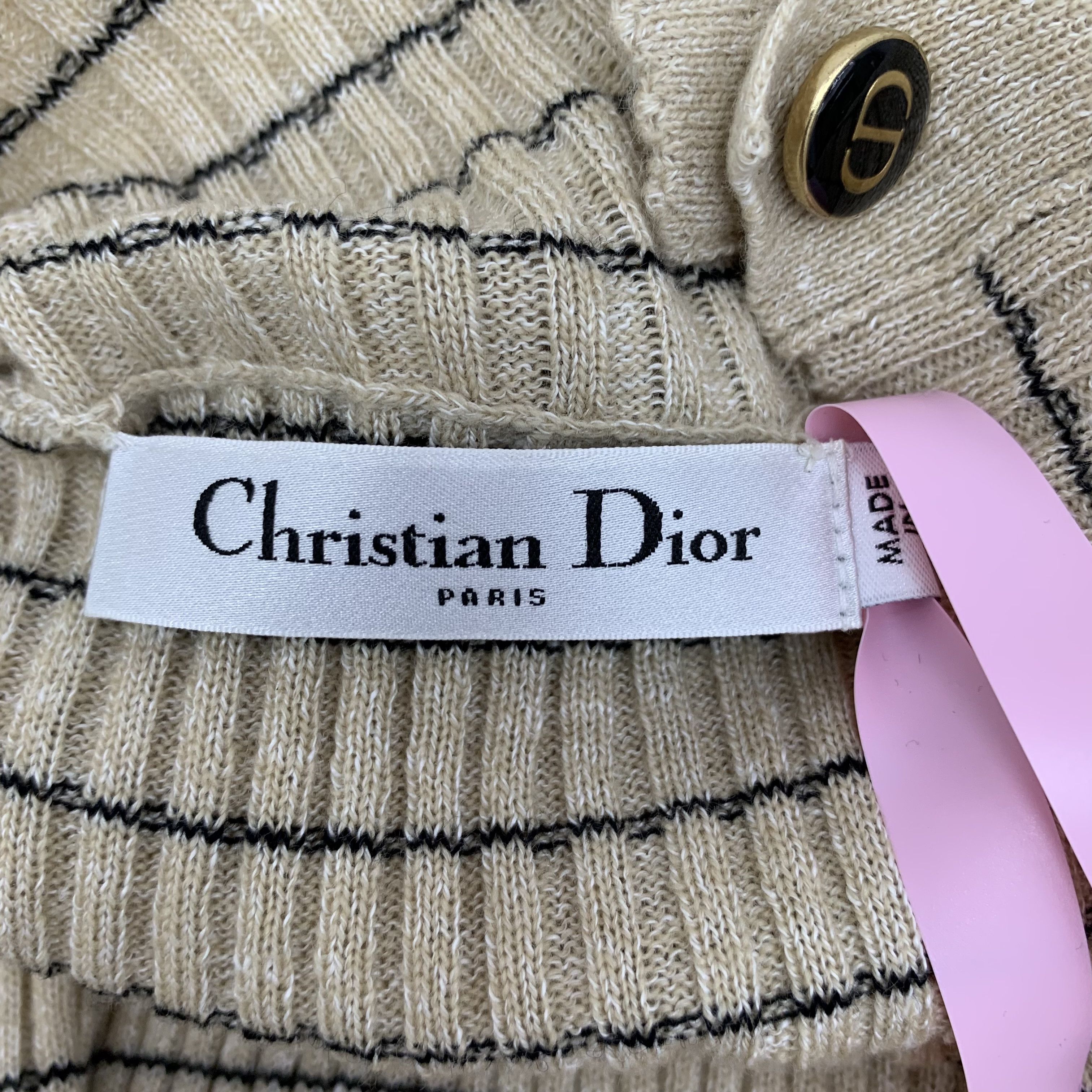 Dior Dior Brown Striped Cashmere Knit Tee (Size 42) Size M / US 6-8 / IT 42-44 - 2 Thumbnail