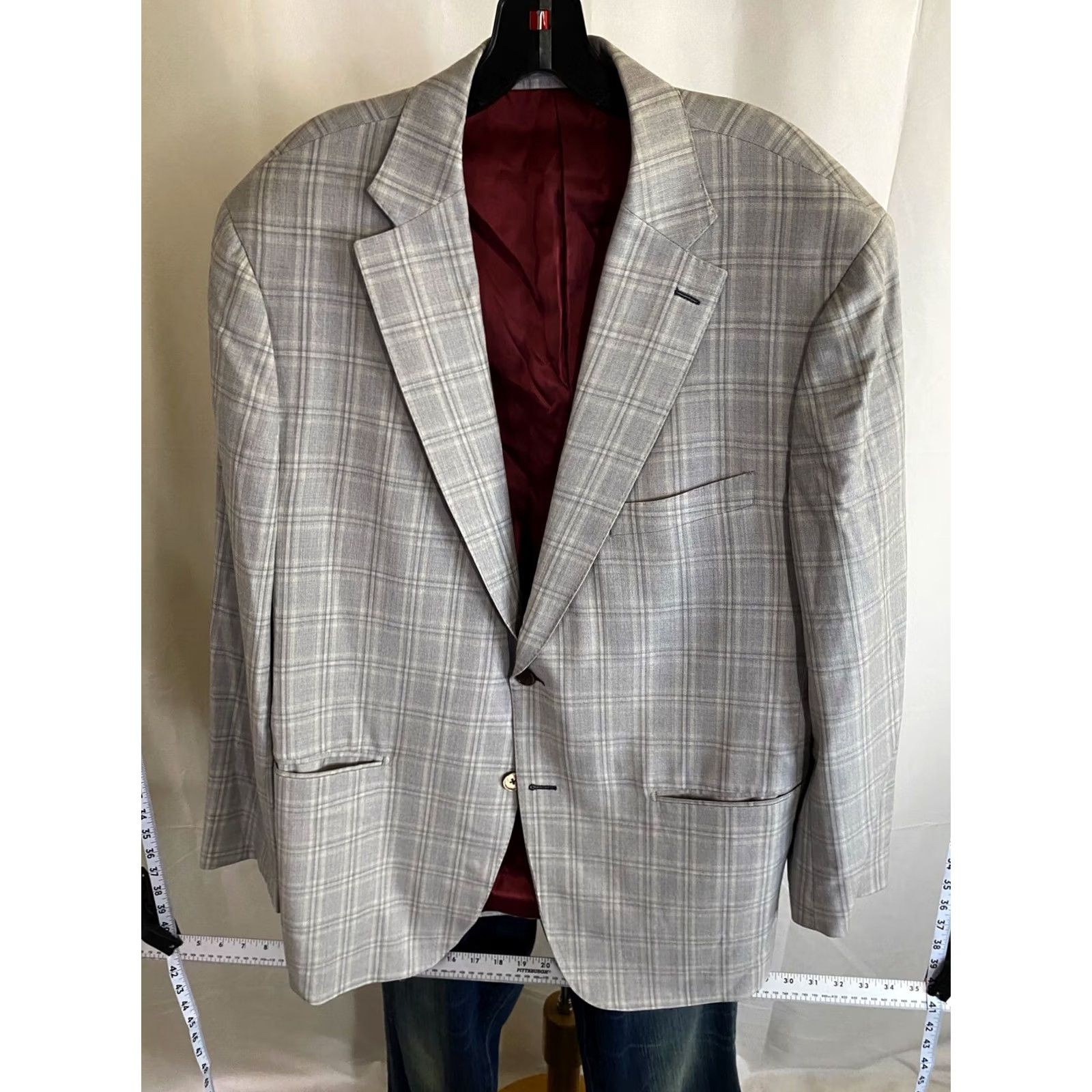 Vintage Gentlemans Cooperative Jacket Blazer 44L Mens Plaid Wool Coat Coat 44L Sharp 90s Event Theme Size 44R - 4 Thumbnail