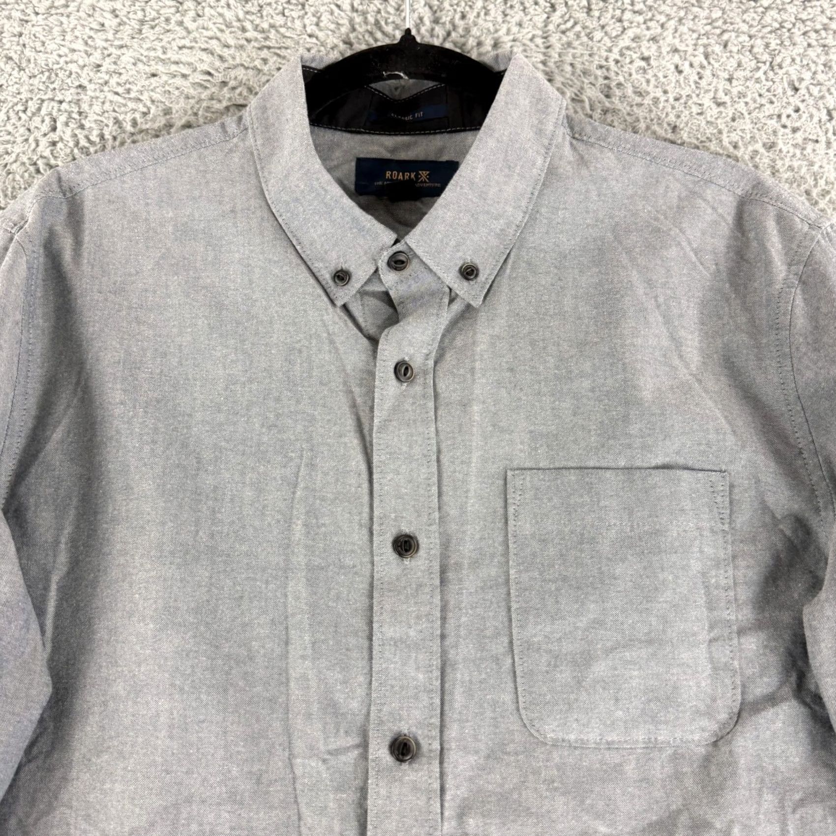 Roark Roark Button-Down Shirt Mens M Grey Organic Cotton Classic Fit Long Sleeve Shirt Men Casual Workwear Preppy Vintage: No Size US M / EU 48-50 / 2 - 2 Thumbnail