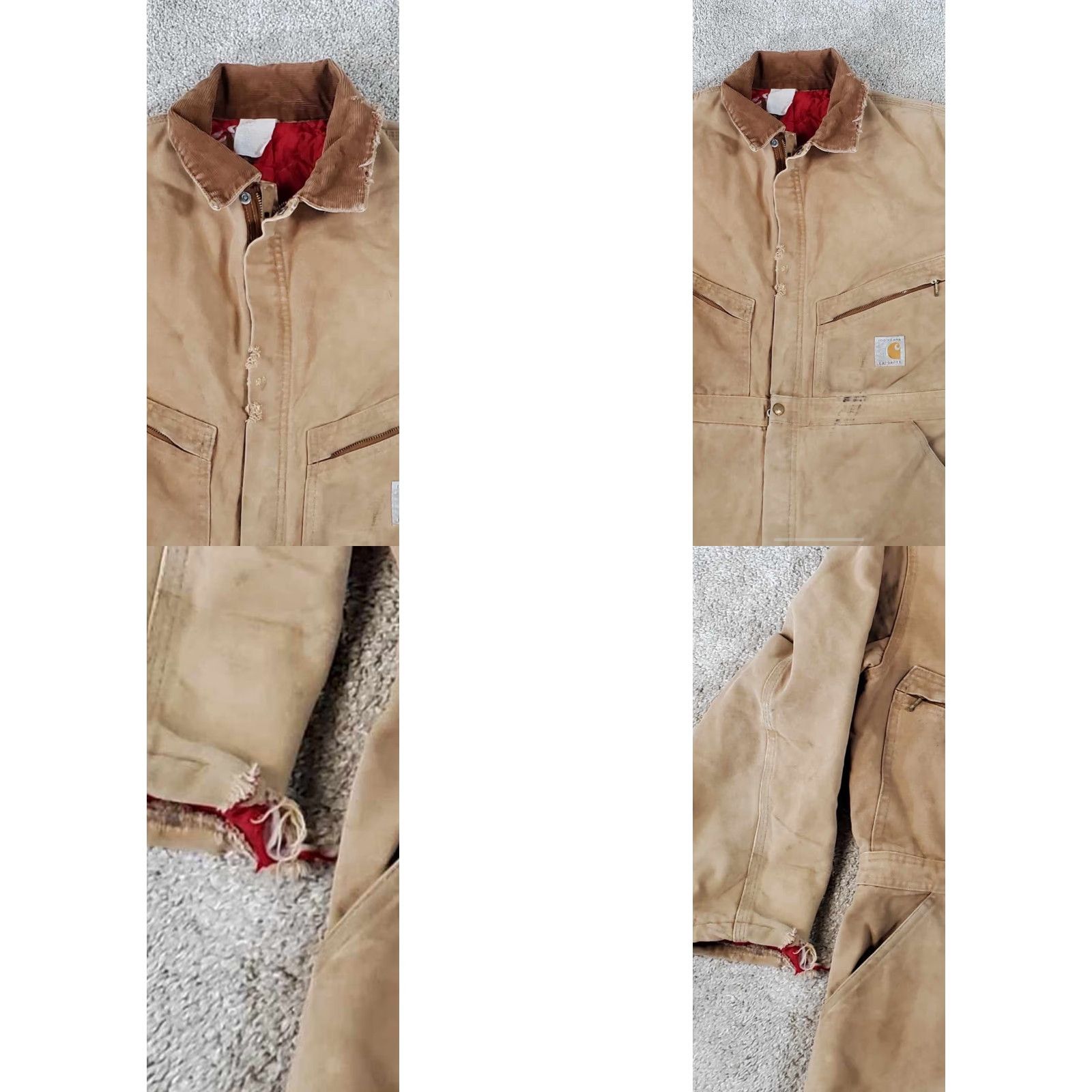 Carhartt Vtg 1989 Carhartt Canvas Duck Coveralls 42R Insulated Lined Distressed Workwear 80s Hunting Mens Brown Long Zip Pockets Logo Zipper Size US 42 / EU 58 - 11 Thumbnail