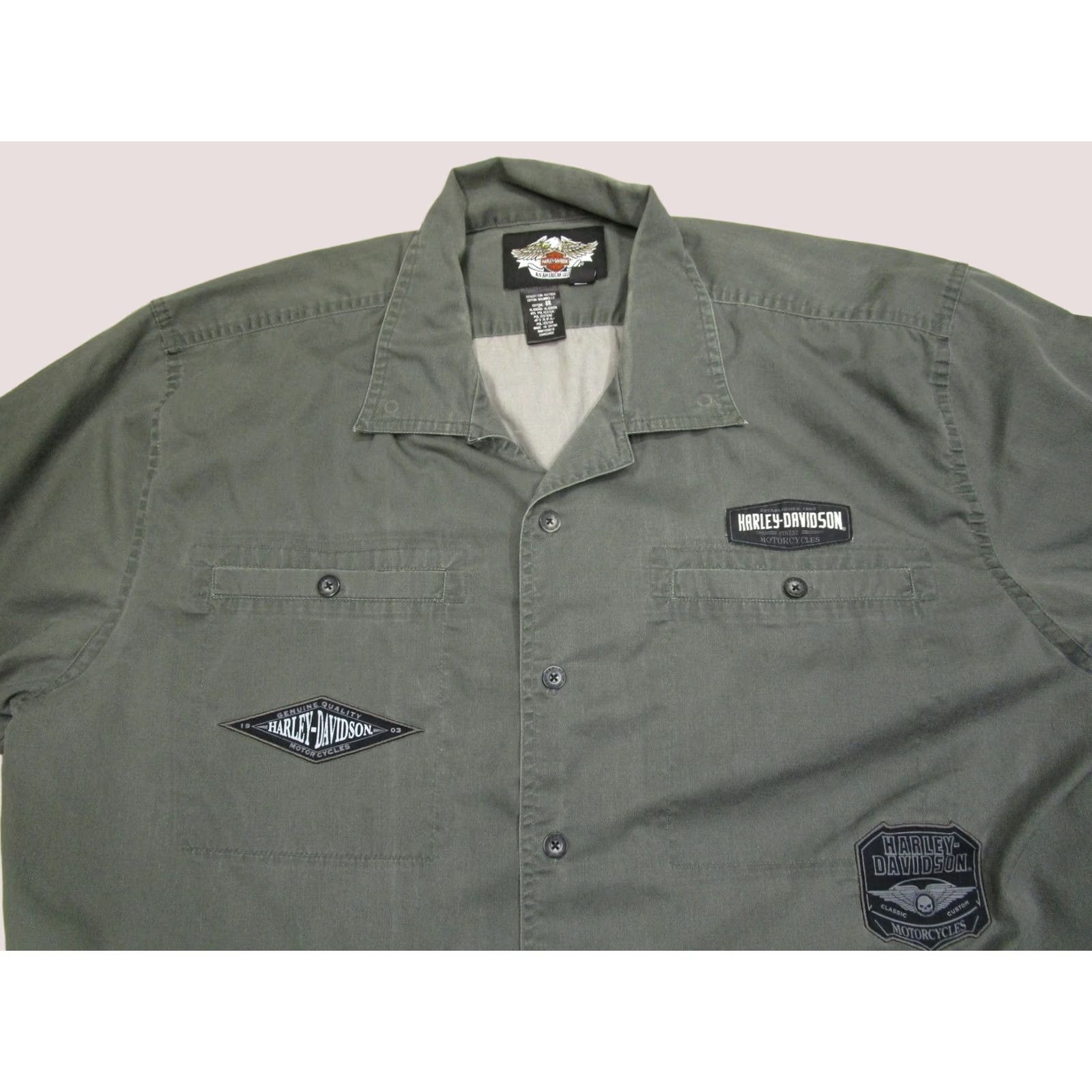 Harley Davidson Harley-Davidson Shirt Mens XL Gray Willie G Skull Button Up Short Sleeve Biker Size US XL / EU 56 / 4 - 1 Thumbnail