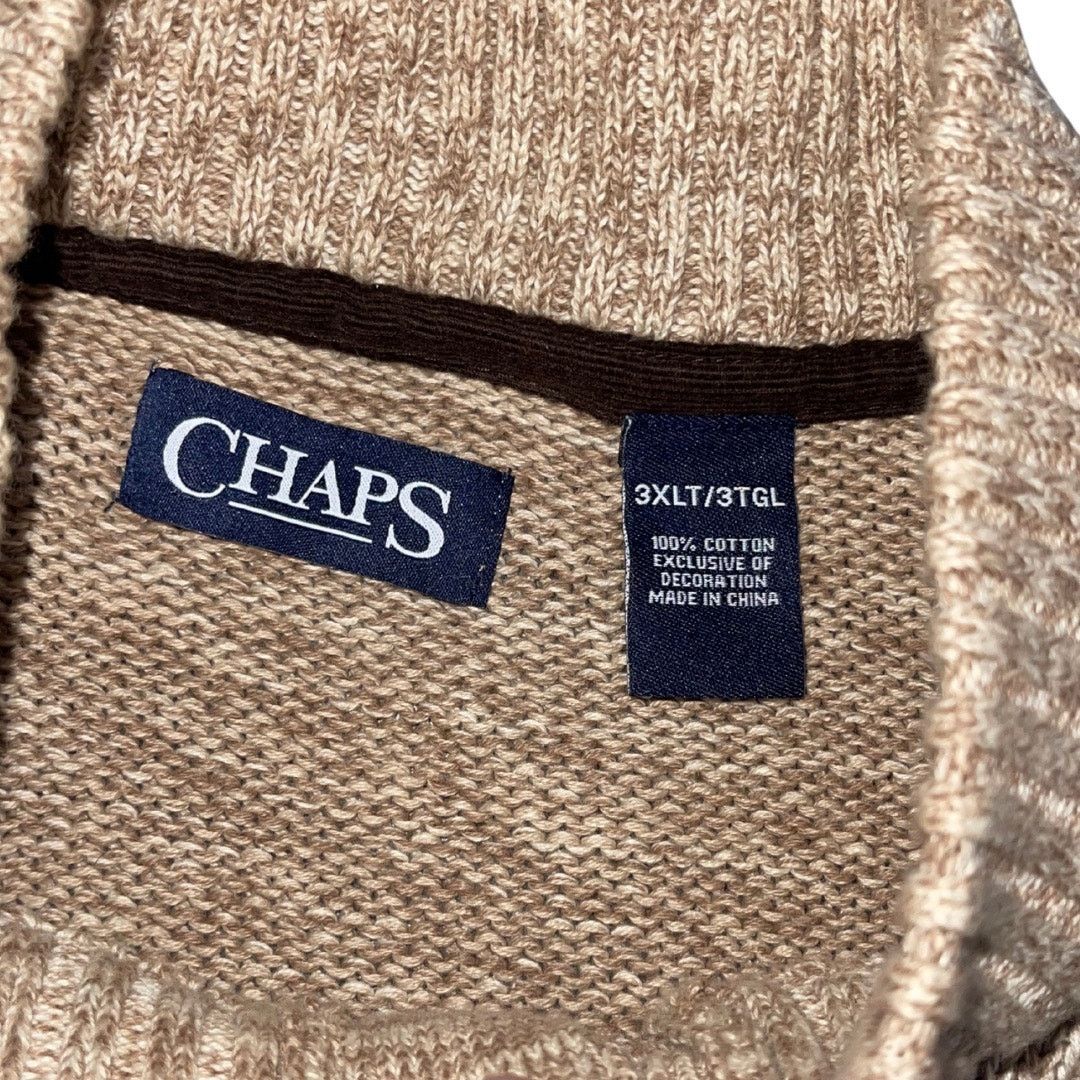 Chaps Brown Quarter Button Knit Sweater Long Sleeve elbow Patch Size US XXL / EU 58 / 5 - 3 Thumbnail