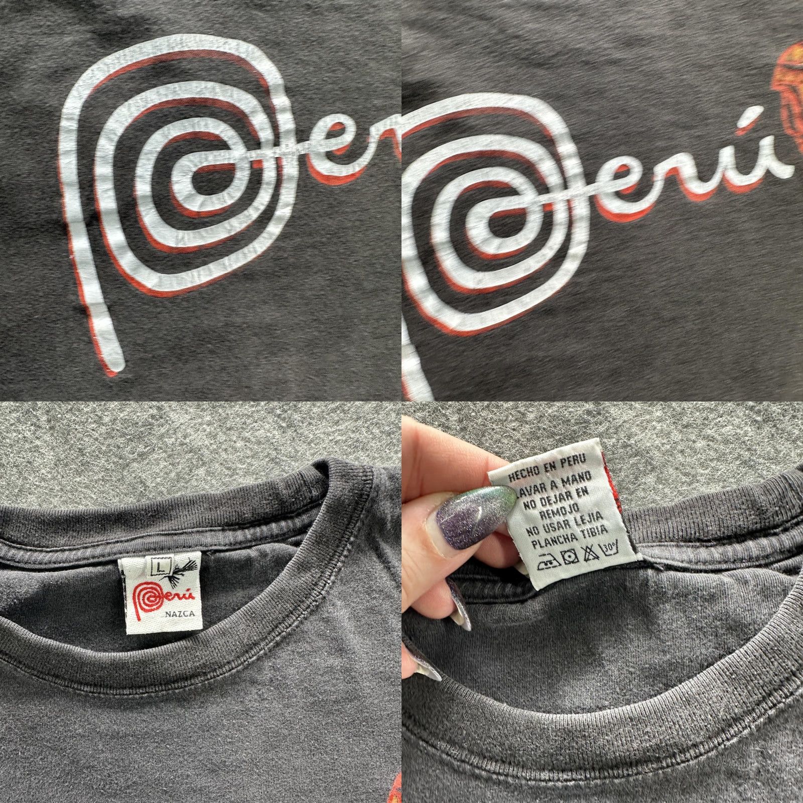 Vintage Peru Nazca Lines Shirt Mens Large Black Graphic Tee Cotton Tourist Souvenir T-Shirt Size US L / EU 52-54 / 3 - 8 Thumbnail