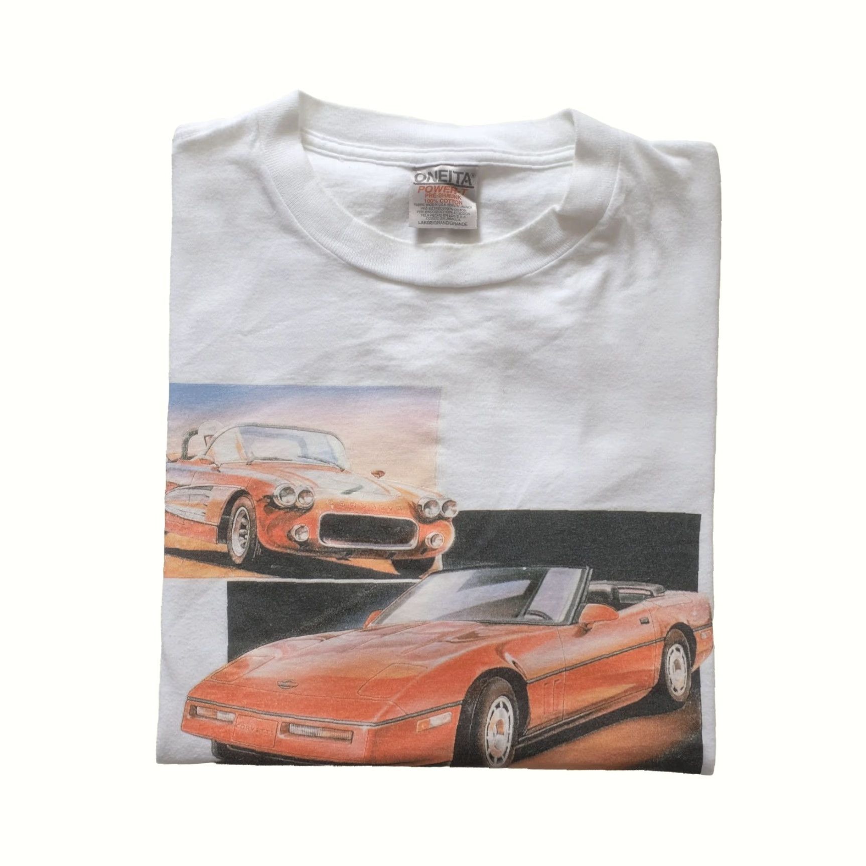 Vintage VINTAGE ONEITA CEVROLETE CORVETTE T SHIRT 1996 GRAPHIC 90s MEN SZ L White Cotton Logo Short Sleeve Crew Neck Mens Size US L / EU 52-54 / 3 - 2 Thumbnail