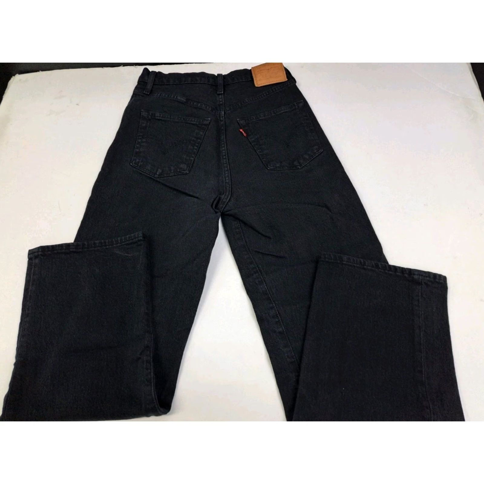Levi's VINTAGE Levis Jeans Women Blk Ribcage Straight Ankle Premium Denim Button Fly 25 #7208 Size 42" / US 20 - 3 Thumbnail