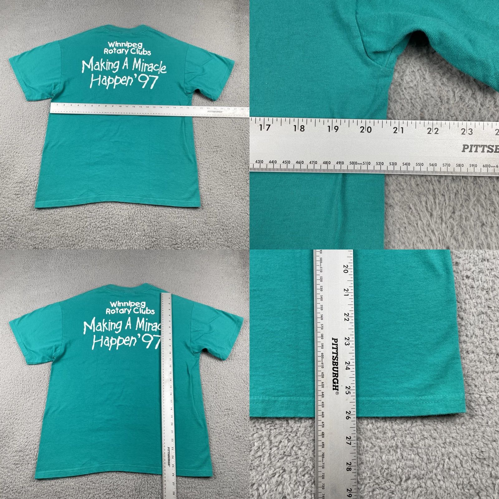 Hanes VINTAGE Hanes 90s Tee Shirt Adult Large Blue Making A Miracle Happen Winnipeg Rotary Club Mens Size US L / EU 52-54 / 3 - 10 Thumbnail