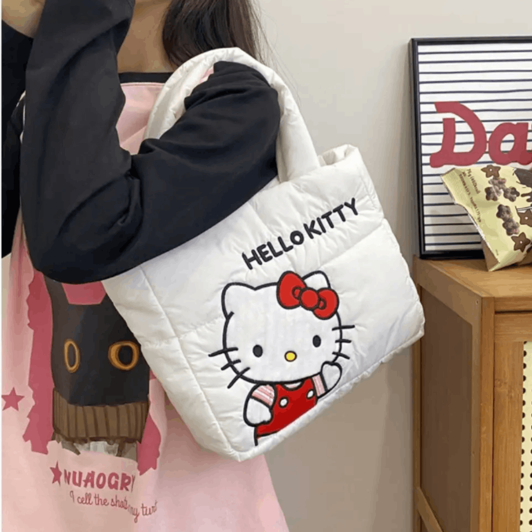 Japanese Brand HELLO KITTY Fabric Handbag, Shoulder bag, White, NEW Size ONE SIZE - 12 Thumbnail