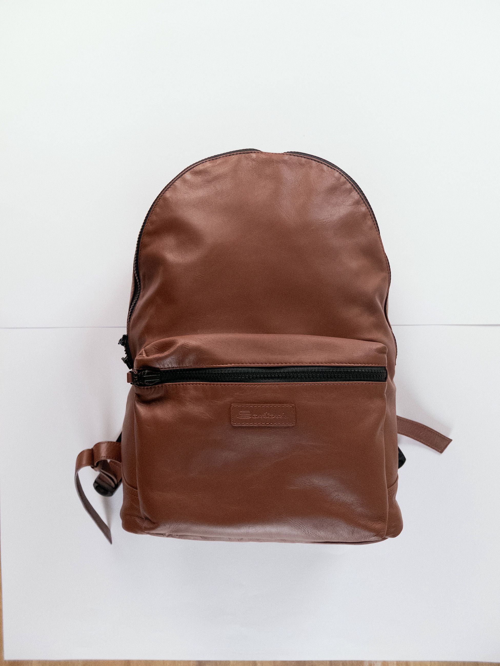 Santoni SANTONI brown lightweight soft leather backpack authentic Size ONE SIZE - 2 Thumbnail