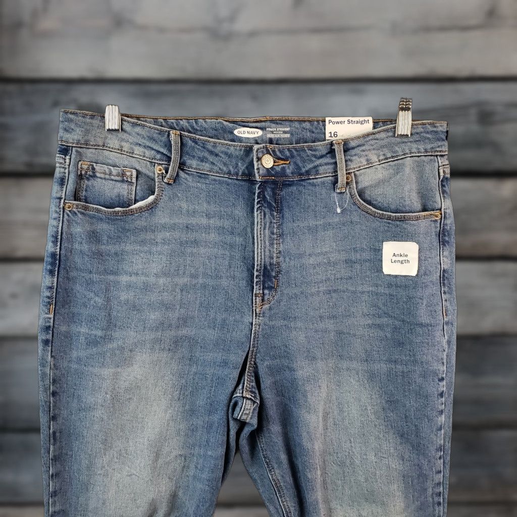 Old Navy Old Navy Womens Jeans Sz 16 Power Straight High Rise Blue Distressed Size 38" / US 16 / IT 52 - 1 Thumbnail