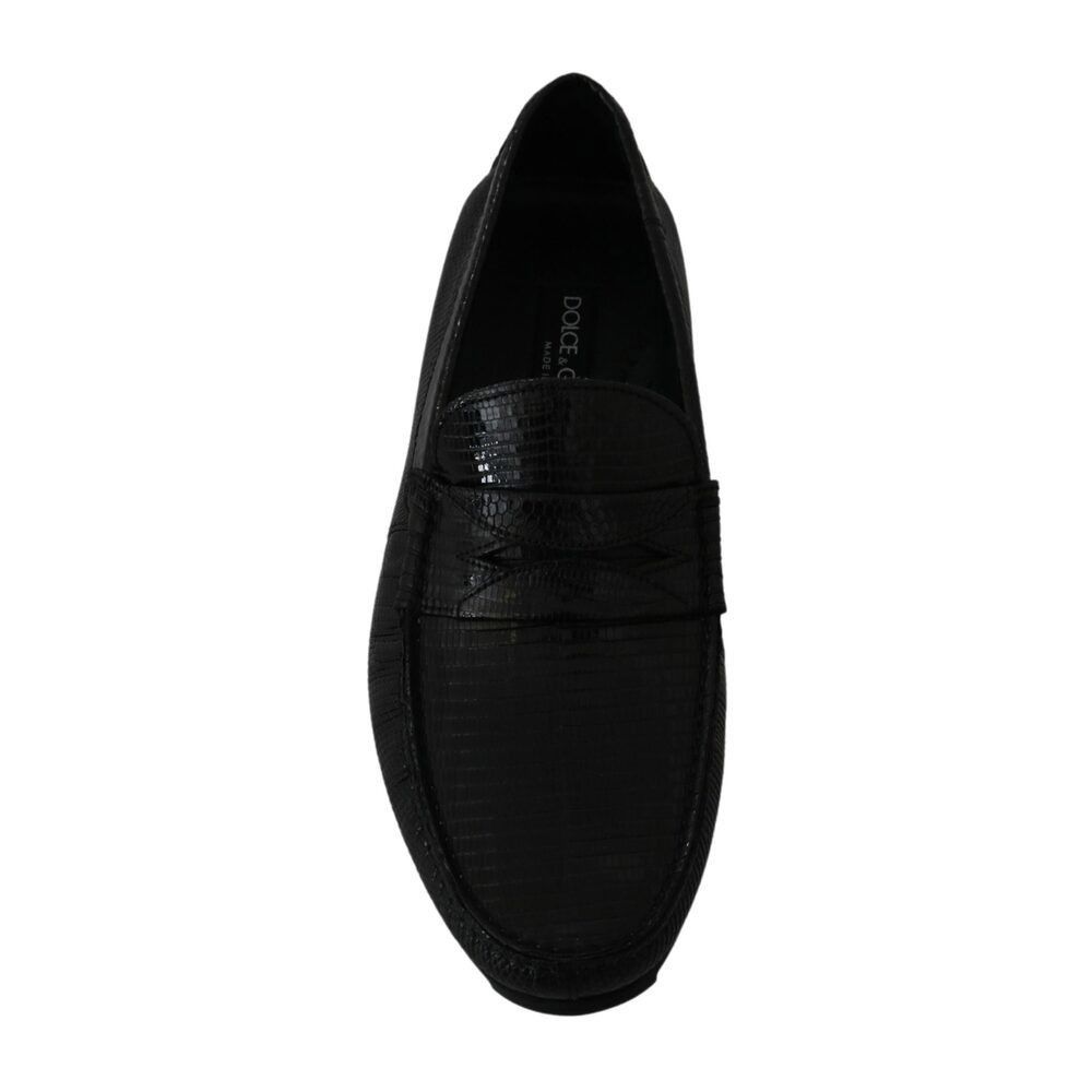 Dolce & Gabbana Dolce & Gabbana Exquisite Black Lizard Leather Loafers Size US 6 / EU 39 - 2 Thumbnail