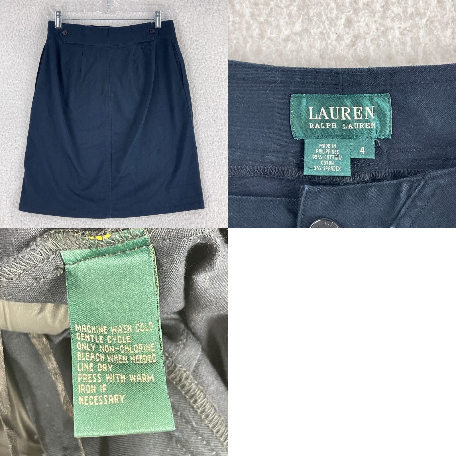Ralph Lauren Lauren Ralph Lauren Black A-Line Knee Length Skirt Womens Size 4 Cotton Spandex Size 27" / US 4 / IT 40 - 8 Thumbnail
