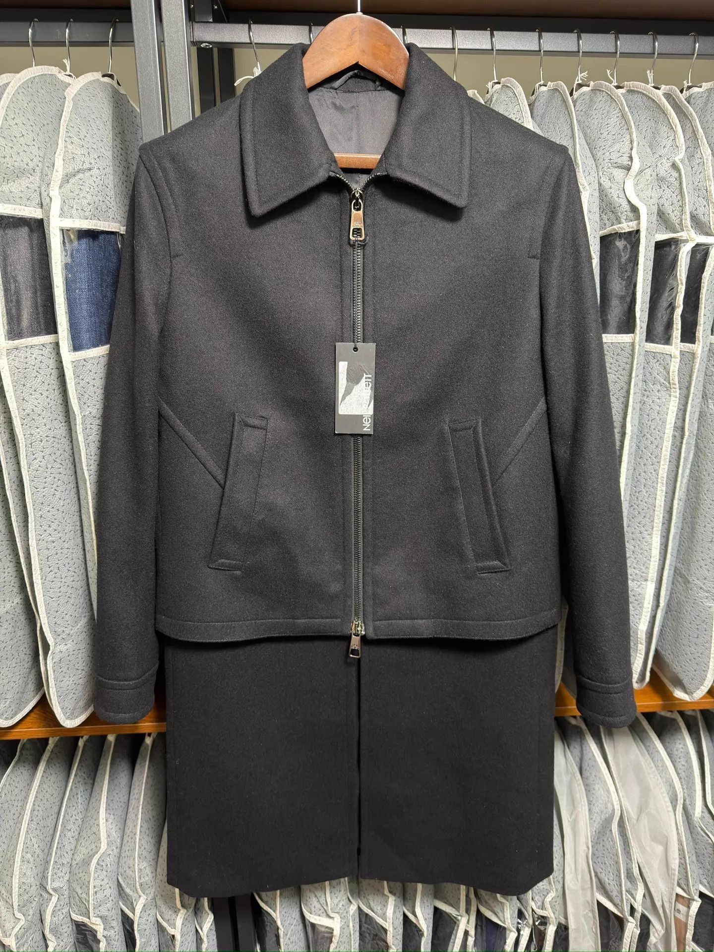 Neil Barrett Black Zip-Front Collared Coat Size M Size US XXS / EU 40 - 1 Thumbnail