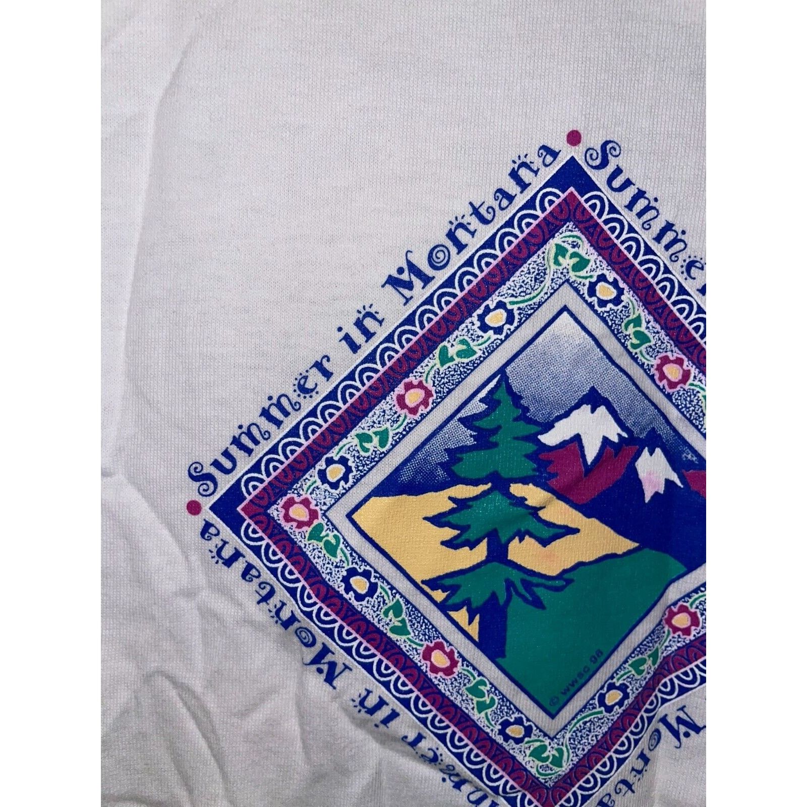 Vintage Womens Vintage Summer White Shirt Montana Tee Top 90s Large Size L / US 10 / IT 46 - 3 Thumbnail