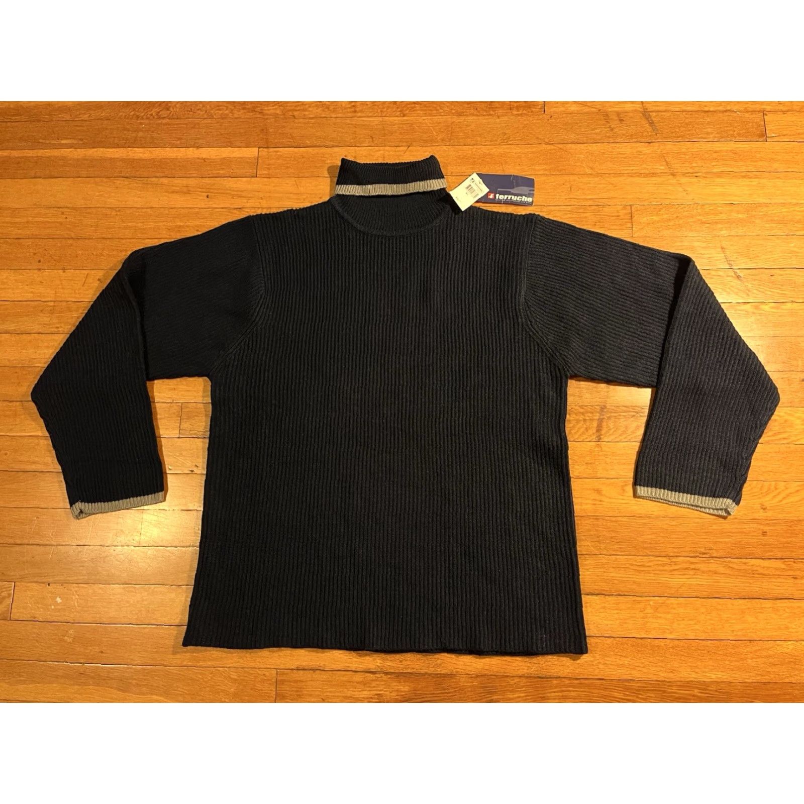 Vintage VINTAGE Ferruche Ribbed Turtleneck Sweater Men’s XL Navy Blue 90s Classic Outdoor Preppy Mens Size US XL / EU 56 / 4 - 2 Thumbnail