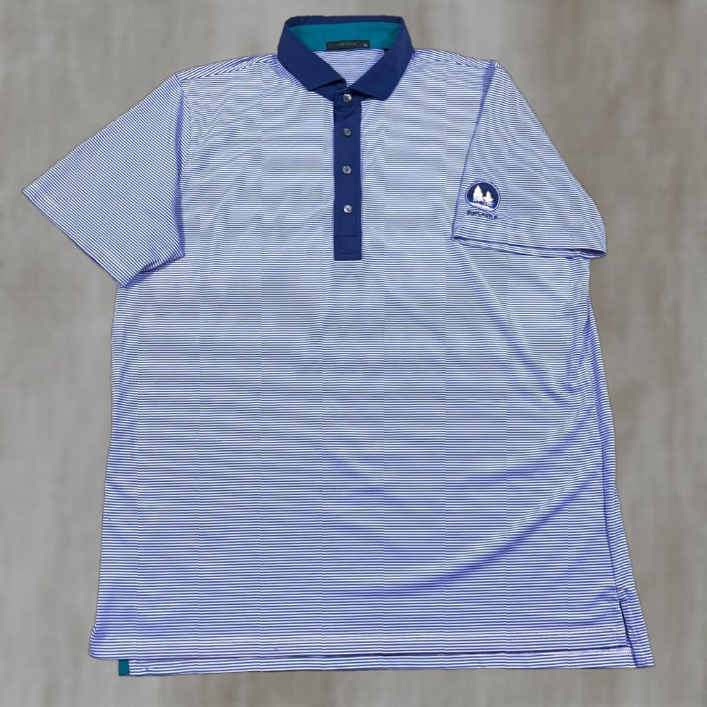 Vintage Greyson Polo Shirt Men XL Blue Striped Performance Quick Dry Golf Fincastle Size US XL / EU 56 / 4 - 1 Thumbnail