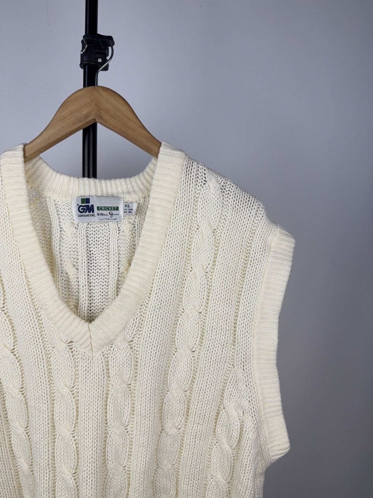Designer × Vintage GM Cricket Cable Knit Sweater Vest Cream XL Size US XL / EU 56 / 4 - 2 Thumbnail