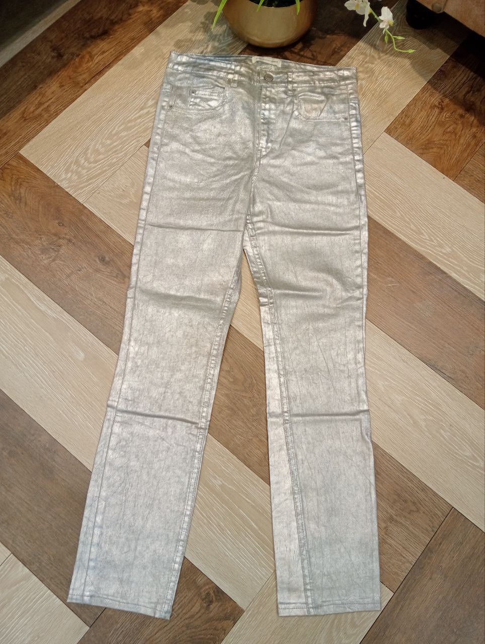 Isabel Marant ISABEL MARANT ETOILE SILVER COATED METALLIC SKINNY JEANS Size 25" / US 0 / IT 36 - 3 Thumbnail