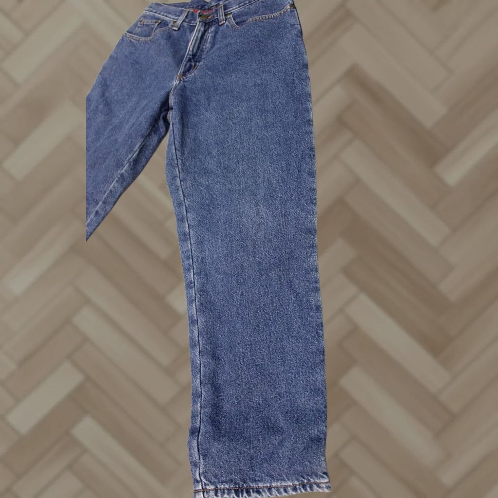 Vintage LL Bean Jeans Womens 10 Petite Relaxed Fit Flannel Lined Pants Blue Solid Denim Size 32" / US 10 / IT 46 - 1 Thumbnail