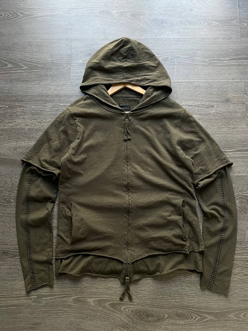 Thom Krom Thom Krom Avant Garde Double Layer Green Zip Hoodie Size US M / EU 48-50 / 2 - 10 Thumbnail
