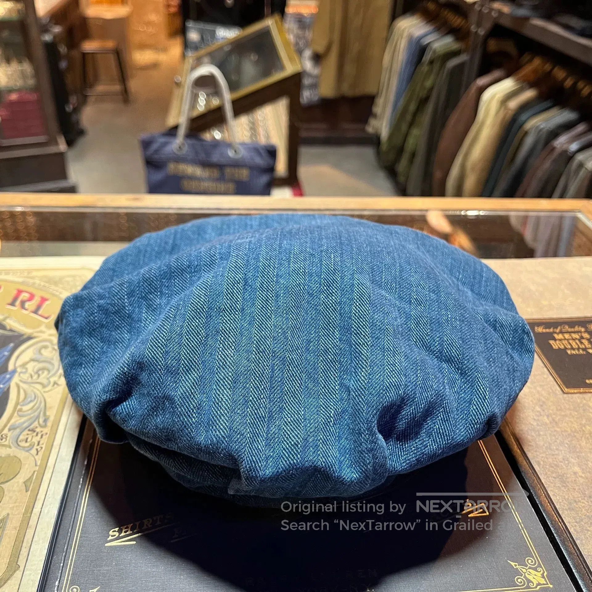 RRL Ralph Lauren RRL Blue Dyed Striped Beret Hat. Size ONE SIZE - 4 Thumbnail