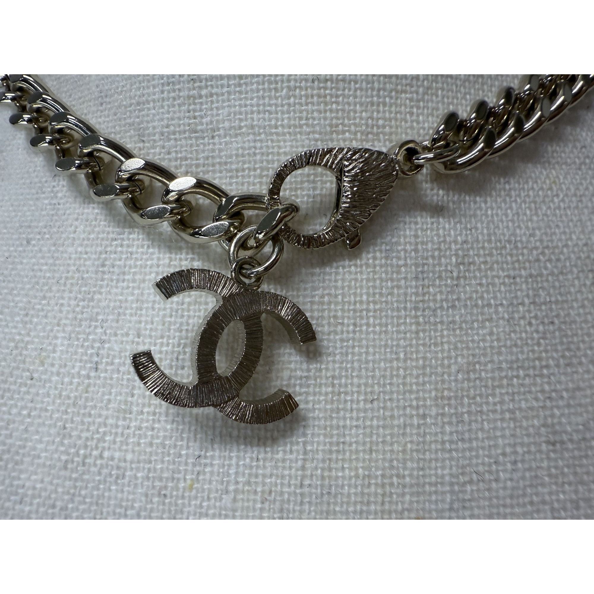Chanel Chanel Gold-Tone Crystal Embellished Chain Necklace With CC Size ONE SIZE - 7 Thumbnail