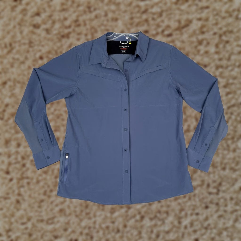Wrangler Wrangler Shirt Womens Large Blue Long Sleeve Button Hiking AllTerrainGear Size L / US 10 / IT 46 - 1 Thumbnail