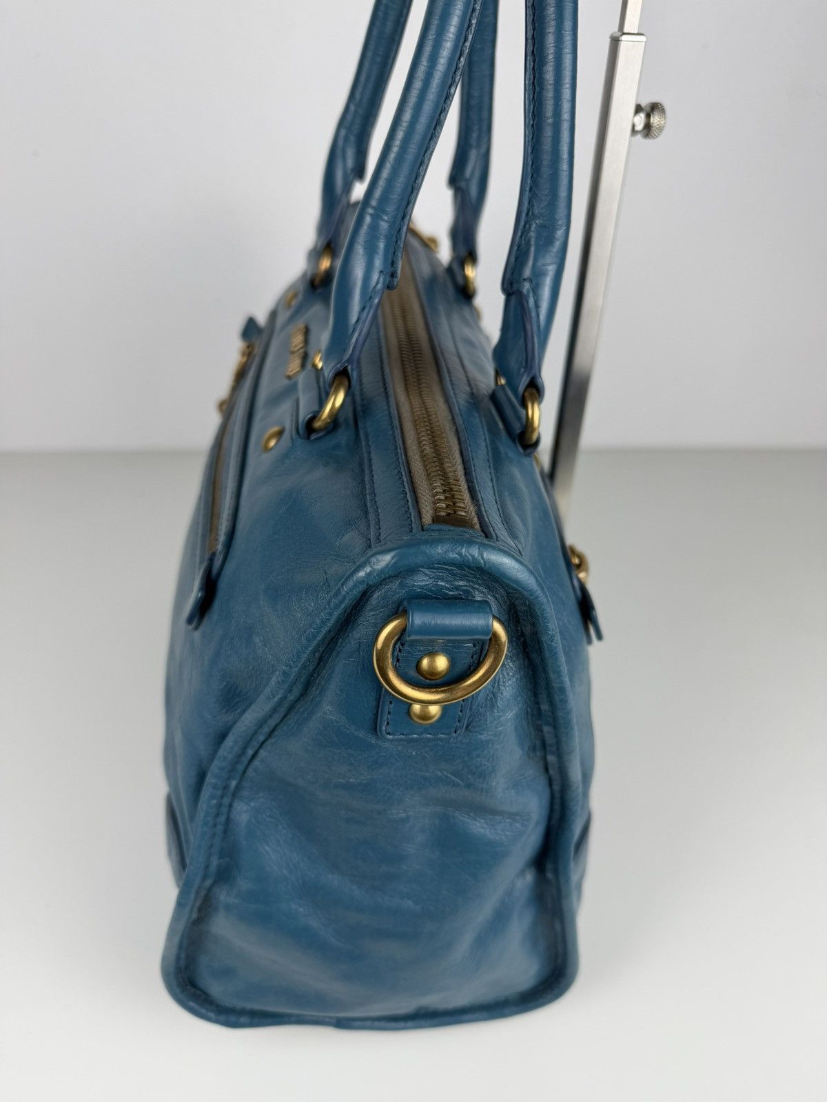 Miu Miu Miu miu vitello lux top zip handbag in turquoise Size ONE SIZE - 10 Thumbnail
