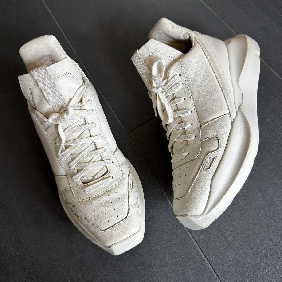 Rick Owens Rick Owens Mainline Milk 🥛 Geth Runners Leather Sneakers Size US 10 / EU 43 - 3 Thumbnail