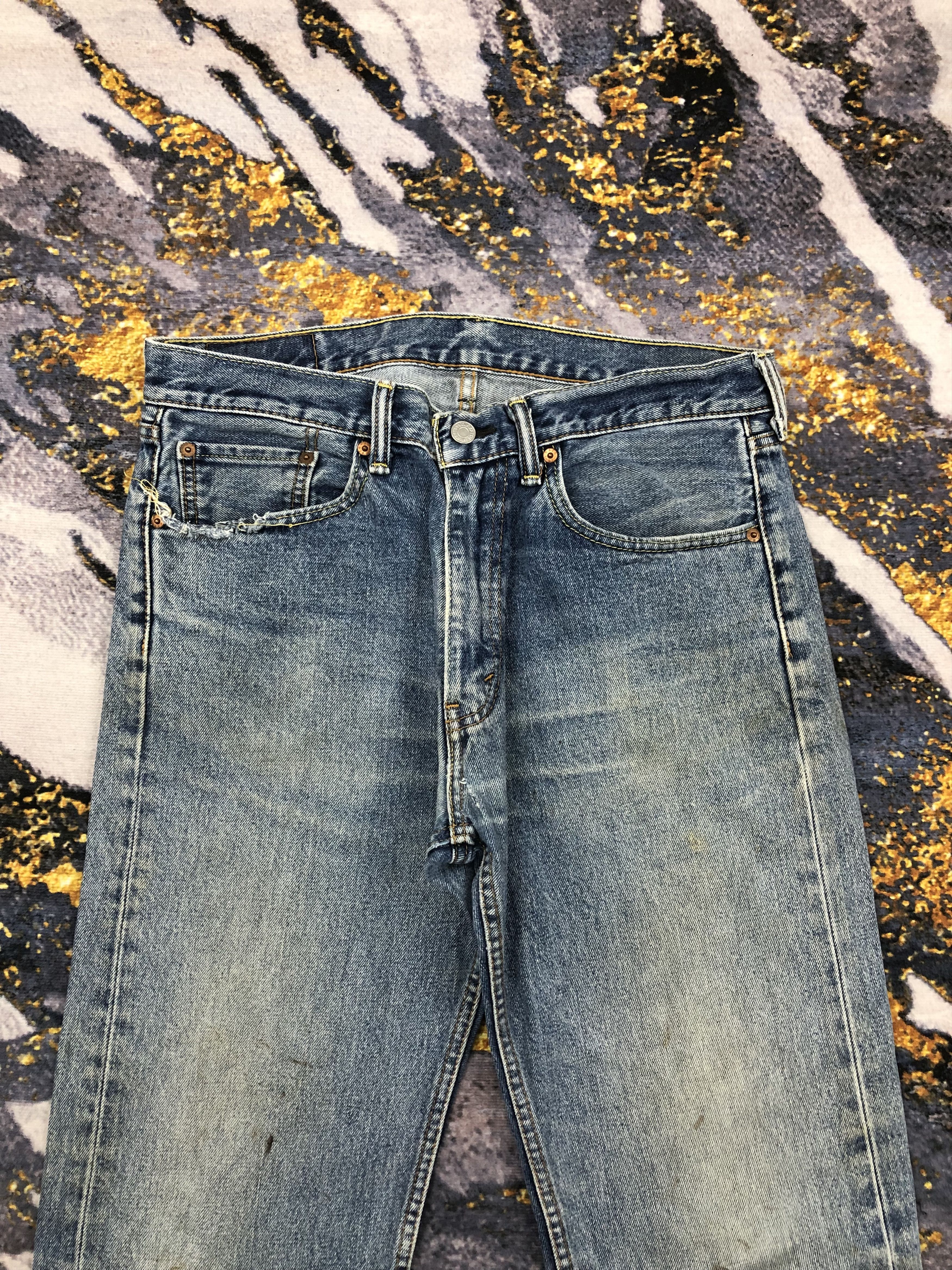 Levi's Vintage Levis 505 Faded Blue Jeans DPP0189 Size US 33 - 2 Thumbnail