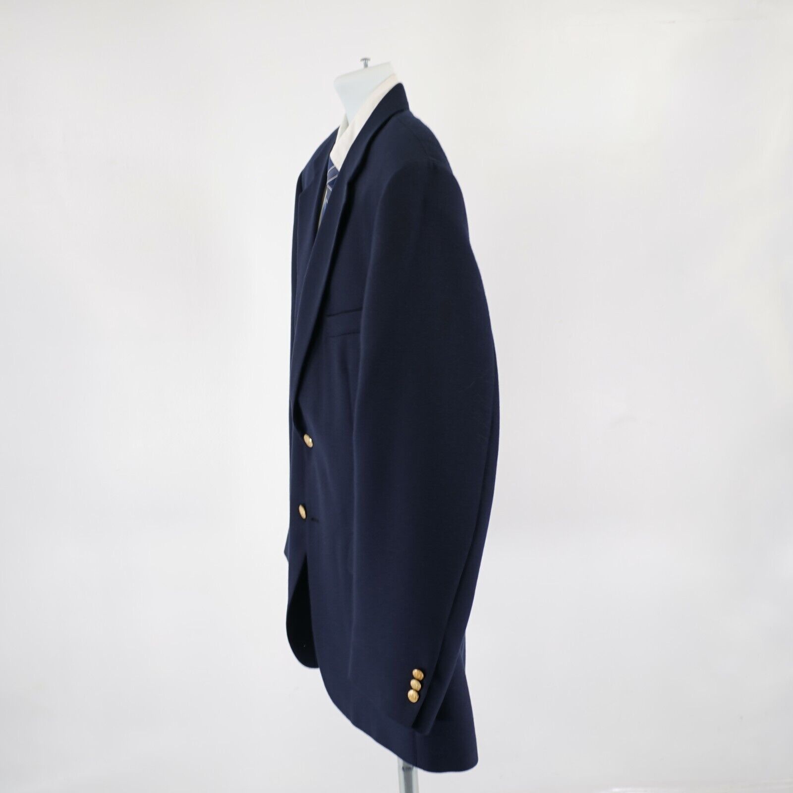 Stafford Stafford Worsted Wool Blend Blue 2 Gold Button 44L / Slim 46 Size 44L - 6 Thumbnail