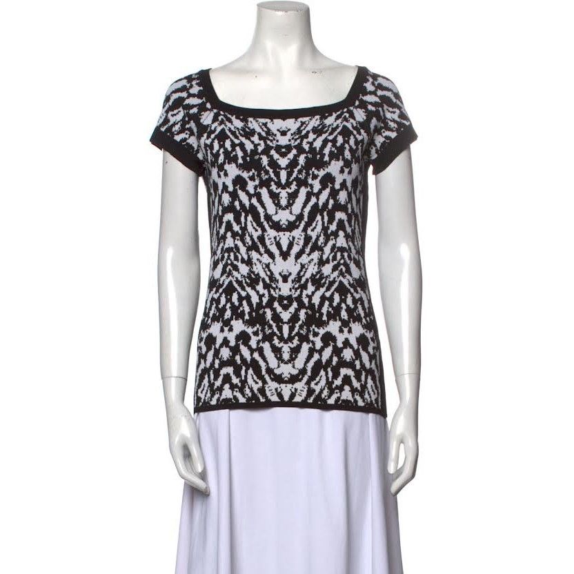 Vintage Carmen Marco Valvo Black and White Animal Print Sweater Size M / US 6-8 / IT 42-44 - 1 Thumbnail