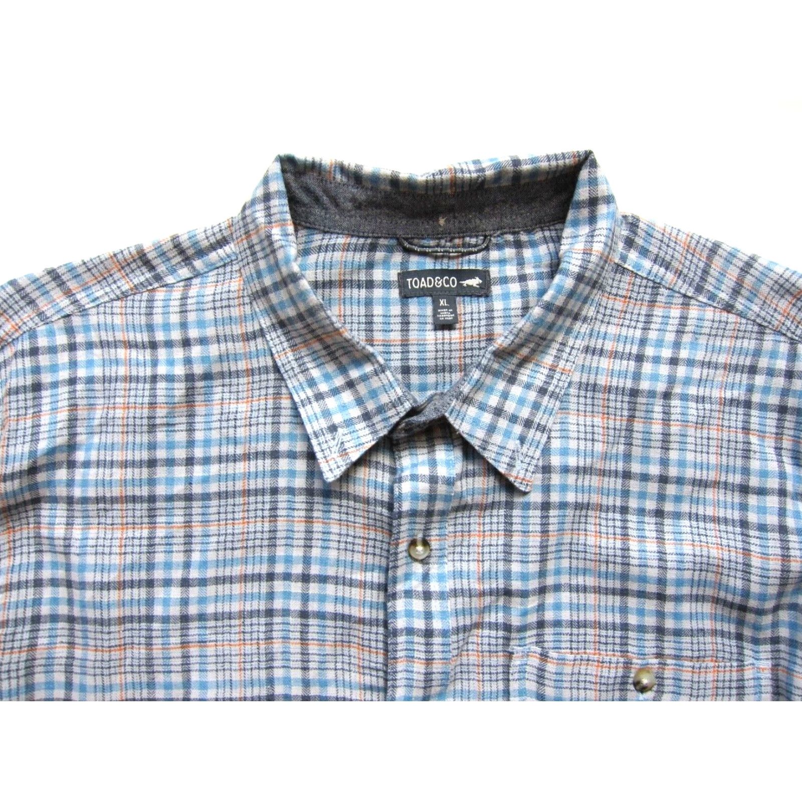 Toad&Co Toad & Co Blue Orange Plaid Cotton Button Up Long Sleeve Flannel Shirt Men XL Size US XL / EU 56 / 4 - 4 Thumbnail