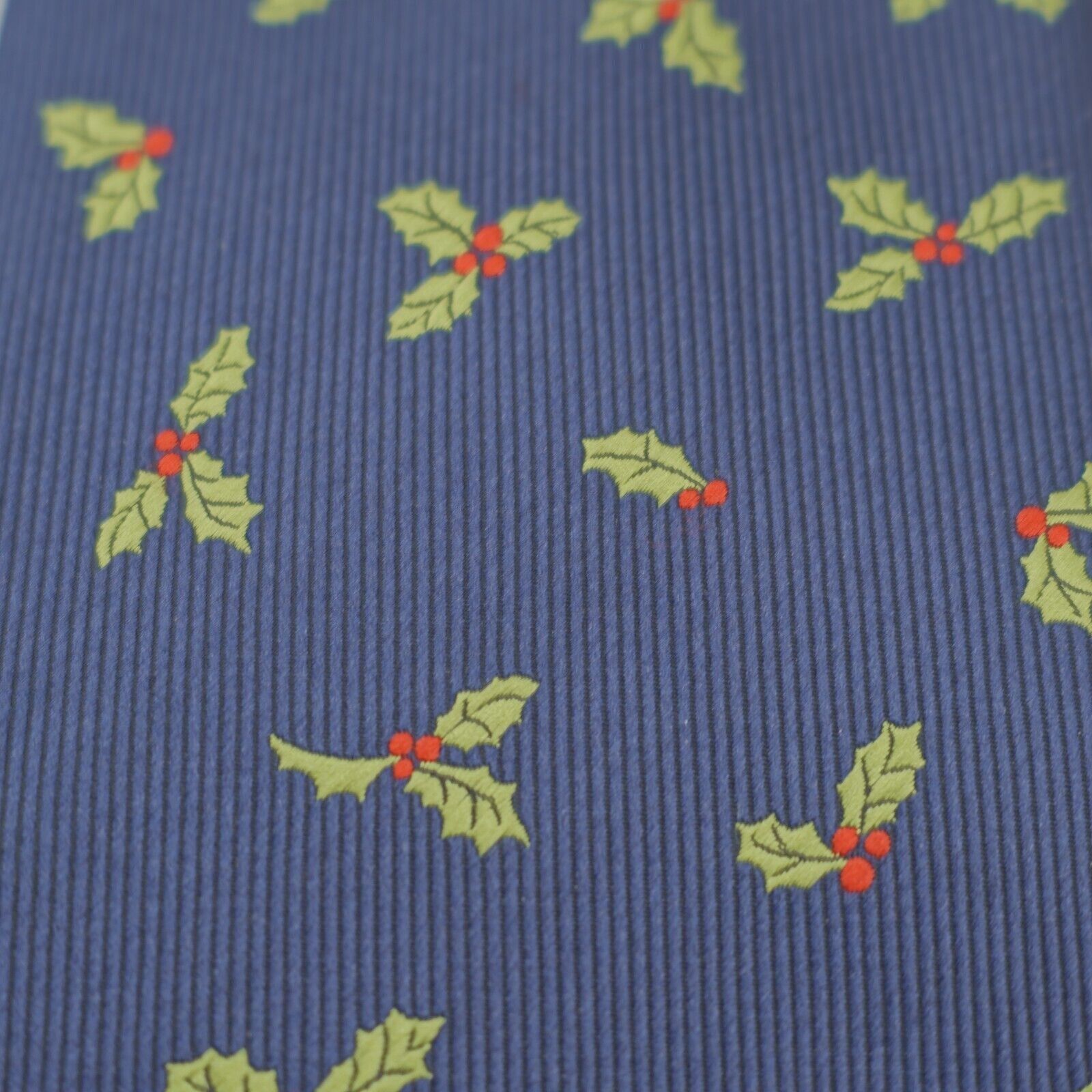 John Ashford John Ashford Blue Woven Christmas Mistletoe Polyester Tie Size ONE SIZE - 2 Thumbnail